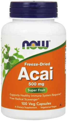 NOW Foods Acai 500mg - 100 kapsulek roslinnych - ekstrakt z jagod acai
